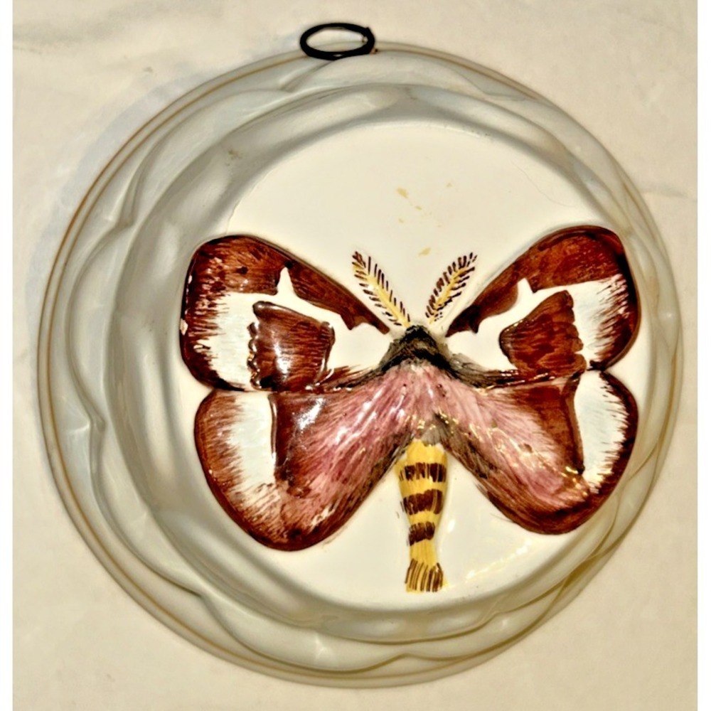 VTG Bosanno Ceramic Dessert –Spring Moth Design Cottagecore Kitchen Made Italy